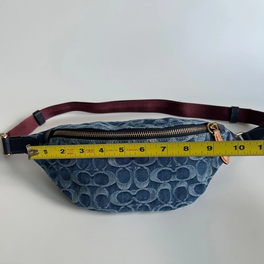 Coach Charter Belt Bag 7 Blue Signature Denim Leather Fanny Pack Excellent